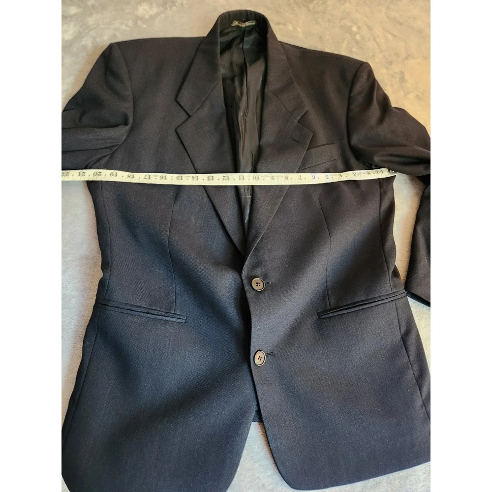 Yves Saint Laurent Blazer Mens 38 Navy Blue 100% Wool Sport Coat Jacket YSL